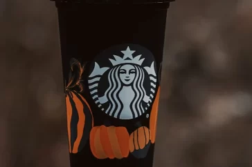 Starbucks Pumpkin Drinks, black and orange starbucks cup