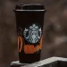 Starbucks Pumpkin Drinks, black and orange starbucks cup