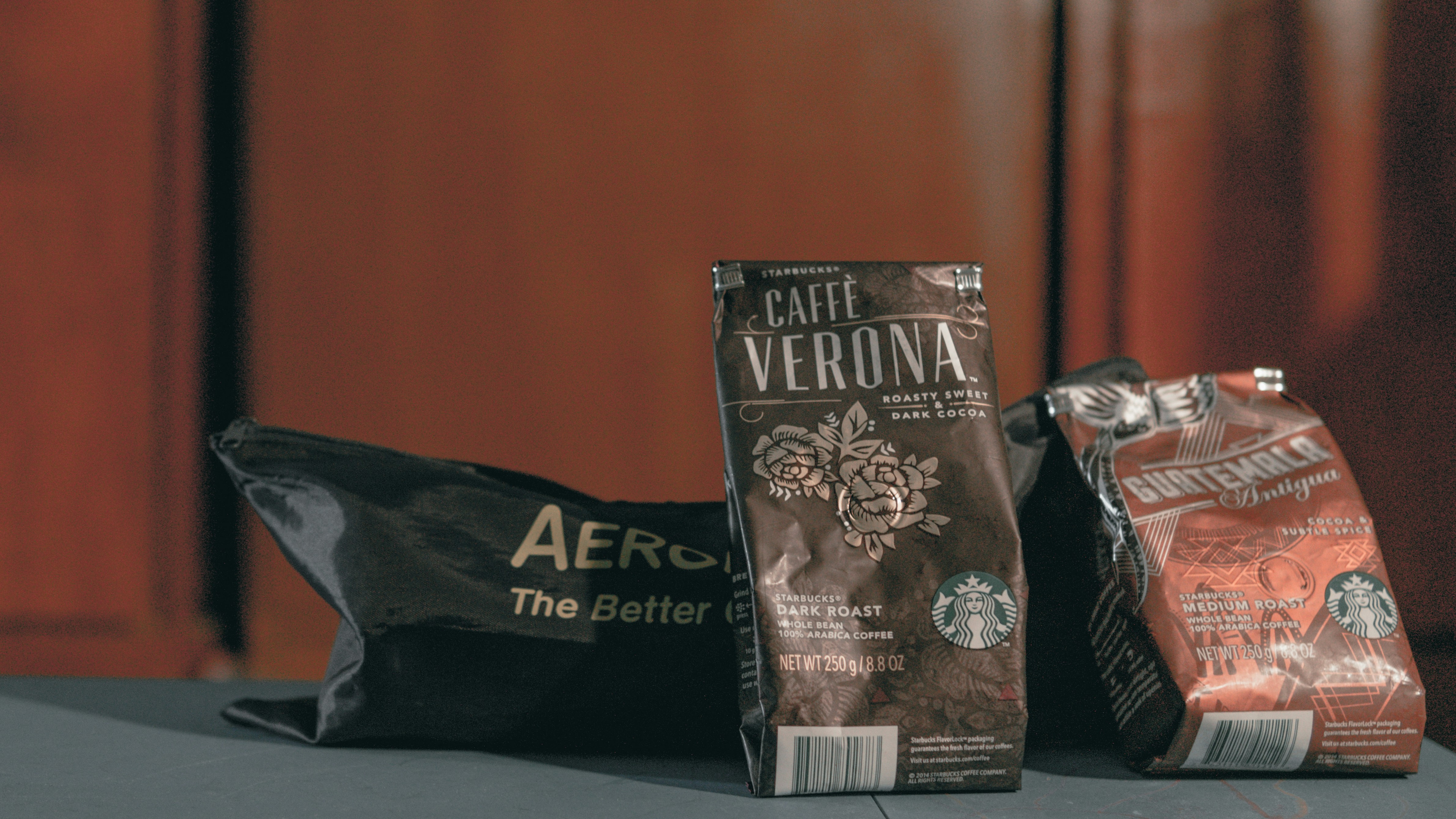 dark roast arabica beans, cafe Verona and other coffee bags