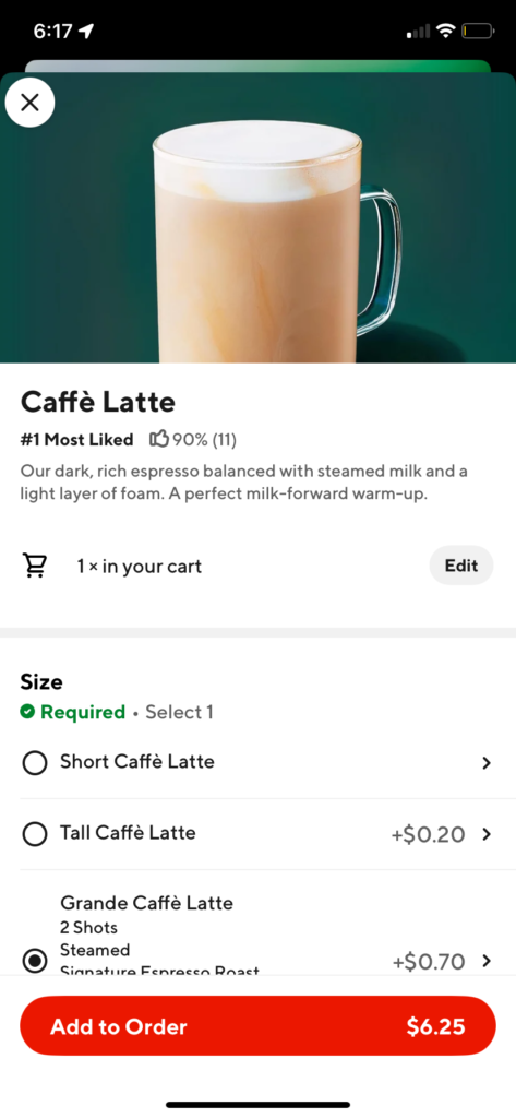 doordash starbucks promo codes, Starbucks Latte